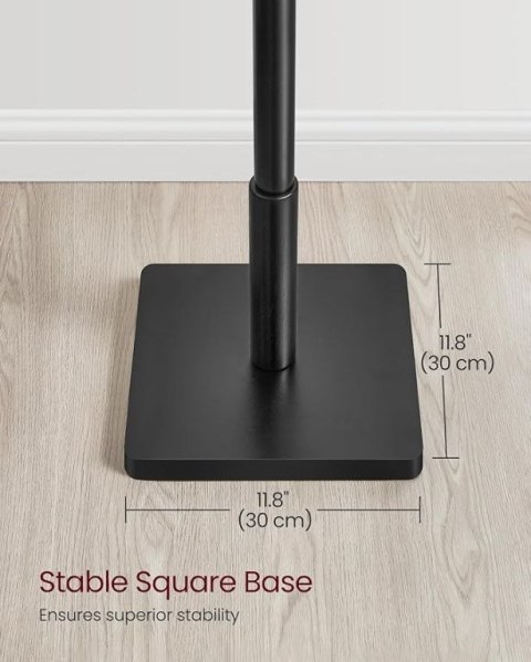 Minimalistyczny czarny stojak na ubrania, drewno kauczukowe