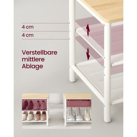 Nowoczesny stojak 4w1 z ławką, półkami i lustrem dąb/biały