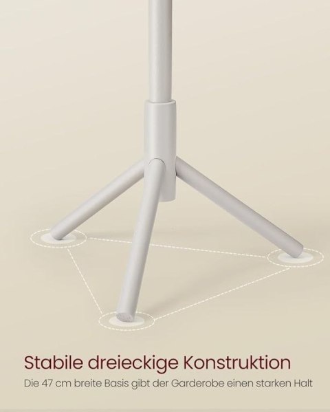 Nowoczesny wieszak na ubrania, beżowy, drewno kauczukowe