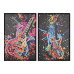 Obraz Home ESPRIT Czarny Gitara Loft 63 x 3,7 x 93 cm (2 Sztuk)