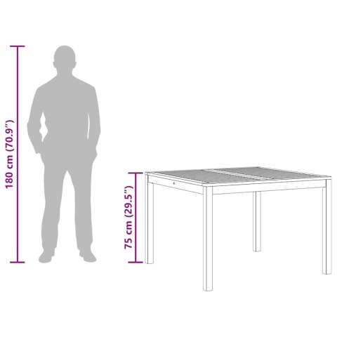 Ogrodowy stół jadalniany, 110x110x75 cm, lite drewno akacjowe