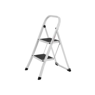 Składane schodki stalowe 2-stopniowe TÜV, białe, 150 kg