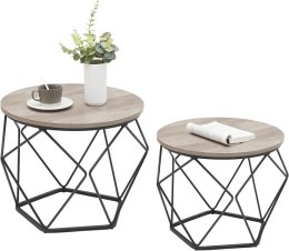 Zestaw 2 stolików kawowych okrągłych, industrialny styl loft