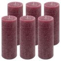 Zestaw świec rustykalnych, 20 cm, Ø 7,5 cm, bordowy, 6 szt.