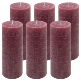 Zestaw świec rustykalnych, 20 cm, Ø 7,5 cm, bordowy, 6 szt.