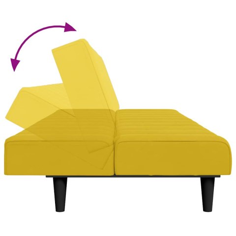 VidaXL 2-os. kanapa rozkładana, z podnóżkiem, żółta, aksamit