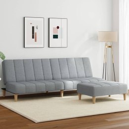 VidaXL 2-osobowa kanapa rozkładana z podnóżkiem, jasnoszara, tkanina