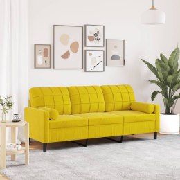 VidaXL 3-osobowa sofa z poduszkami, żółta, 180 cm, aksamit