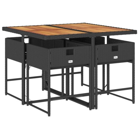 VidaXL 5-cz. zestaw mebli ogrodowych z poduszkami, czarny, polirattan