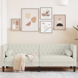 VidaXL Sofa Chesterfield z wałkami, trzyosobowa, kremowa, aksamit