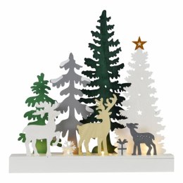 Drewniana dekoracja świąteczna LED z motywem jeleni, 30 cm