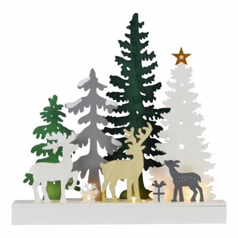 Drewniana dekoracja świąteczna LED z motywem jeleni, 30 cm