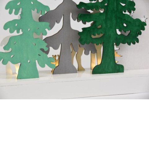 Drewniana dekoracja świąteczna LED z motywem jeleni, 30 cm