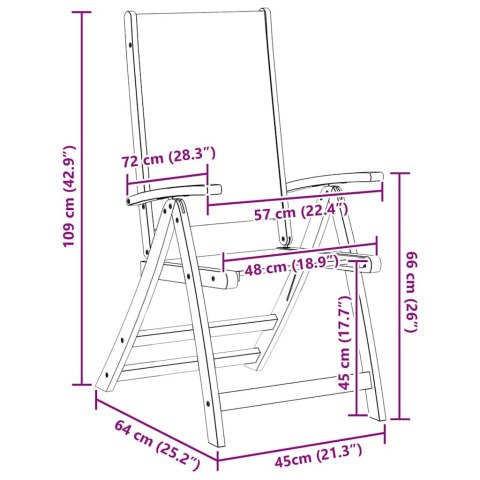 Składane krzesła ogrodowe, 4 szt., drewno akacjowe i textilene