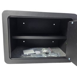 Czarny sejf biurowy domowy na kod i na klucz elektroniczny na odcisk palca