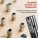 Komplet przedłużek do kluczy nasadowych 1/4 3/8 1/2 cala - 9 sztuk w praktycznym etui