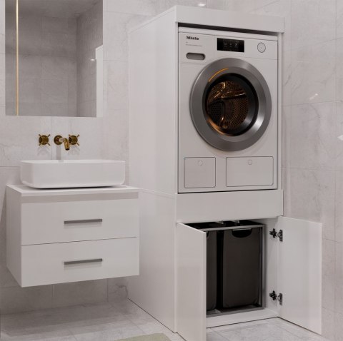 Szafka Łazienkowa Na Pralkę Lub Suszarkę POLA TWIN 1S BIAŁA Regał Szuflada