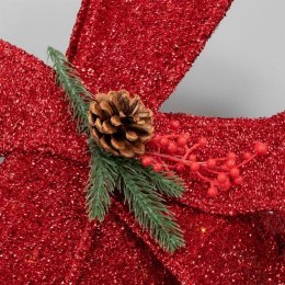 Ozdoba świąteczna, czerwona kokarda, 20 diod LED, ciepła bie