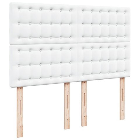 VidaXL Łóżko kontynentalne z materacem, białe, ekoskóra 140x190 cm