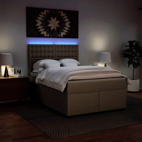 VidaXL Łóżko kontynentalne z materacem, cappuccino, 160x200cm, 3286130