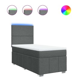 VidaXL Łóżko kontynentalne z materacem, ciemnoszara tkanina 80x200 cm