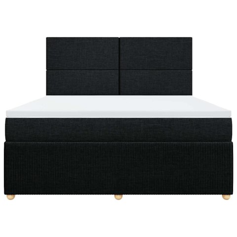 VidaXL Łóżko kontynentalne z materacem, czarne, tkanina 180x200 cm