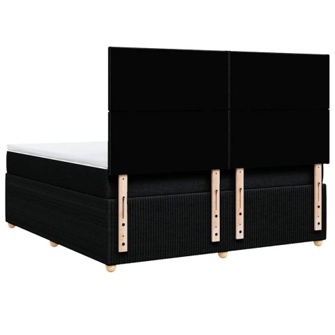 VidaXL Łóżko kontynentalne z materacem, czarne, tkanina 180x200 cm