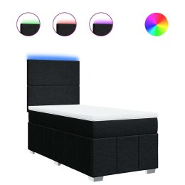 VidaXL Łóżko kontynentalne z materacem, czarne, tkanina, 80x200 cm