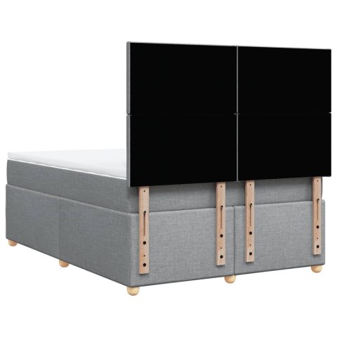 VidaXL Łóżko kontynentalne z materacem, jasnoszare 140x200 cm, tkanina