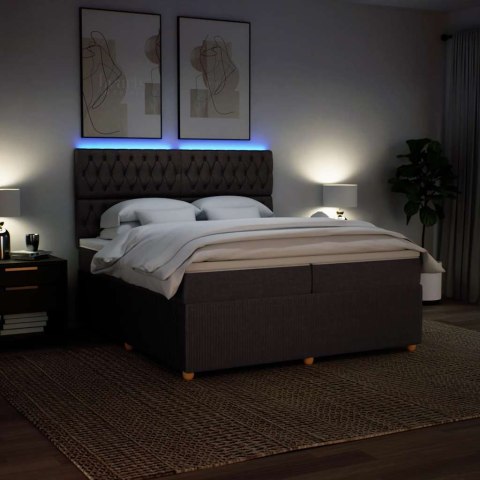 VidaXL Łóżko kontynentalne z materacem, brązowe, tkanina, 200x200 cm