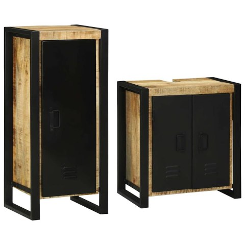 VidaXL Zestaw mebli łazienkowych 2 pcs Brązowy Lite Drewno Mango