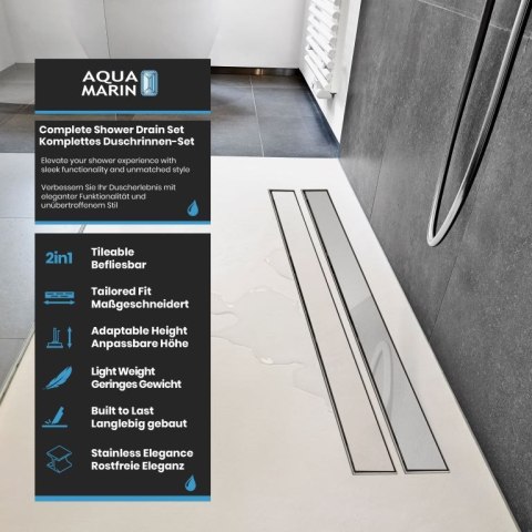 Odpływ liniowy 120 cm, stal nierdzewna, odporny na korozję