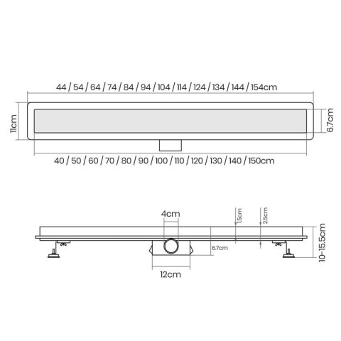 Odpływ liniowy 120 cm, stal nierdzewna, odporny na korozję