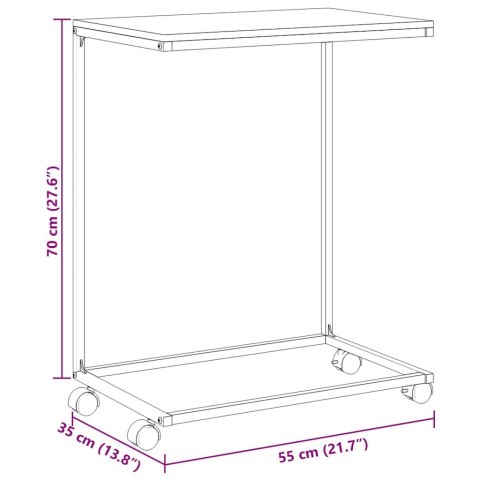 Stolik boczny na kółkach, czarny, 55x35x70 cm