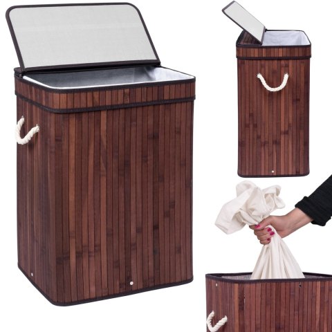 Kosz bambusowy na pranie SOREN 1 komora wenge