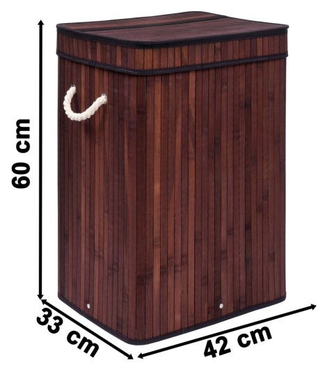 Kosz bambusowy na pranie SOREN 1 komora wenge