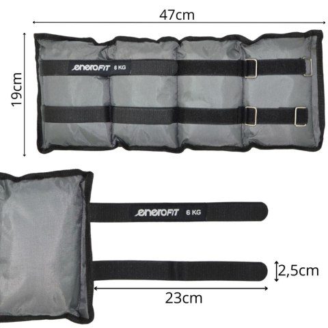 OBCIĄŻENIE NA PRZEGUBY SZARE 12KG (2x6KG) ENERO FIT