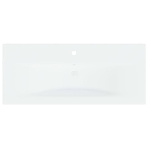 Umywalka wpuszczana z baterią, 91x39x18 cm, ceramiczna, biała