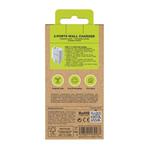 Ładowarka Ścienna Muvit for Change MCD356 Biały 18 W 45 W