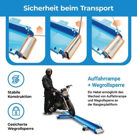 Platforma do manewrowania motocyklem 567 kg z wytrzymałej stalowej bazy solidnej