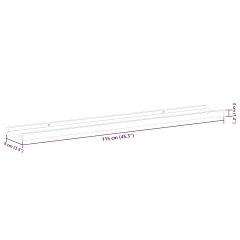 Półki ścienne, 4 szt., szarość betonu, 115x9x3 cm