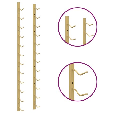 Uchwyt ścienny na 12 butelek wina, 2 szt., złoty, żelazny