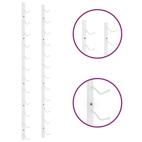 Uchwyty ścienne na 12 butelek wina, 2 szt., biały, żelazny