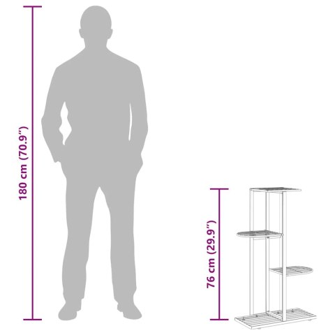 4-poziomowy stojak na kwiaty, 43x22x76 cm, czarny, metalowy