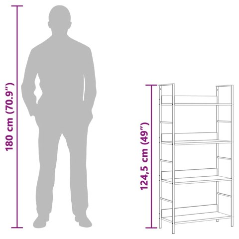 Regał z 4 półkami, kolor dębu, 60x27,6x124,5 cm, płyta wiórowa
