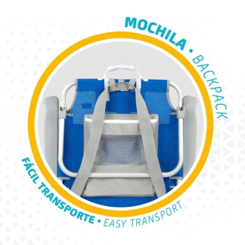 Składane krzesło z zagłówkiem Aktive Niebieski 55 x 86 x 66 cm (2 Sztuk)