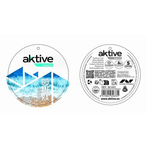 Składane krzesło z zagłówkiem Aktive Niebieski 55 x 86 x 66 cm (2 Sztuk)