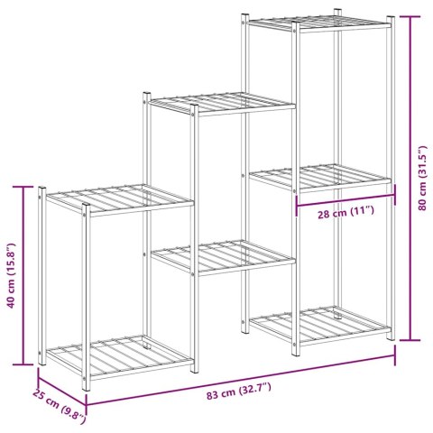 Stojak na kwiaty, 83x25x80 cm, czarny, żelazny