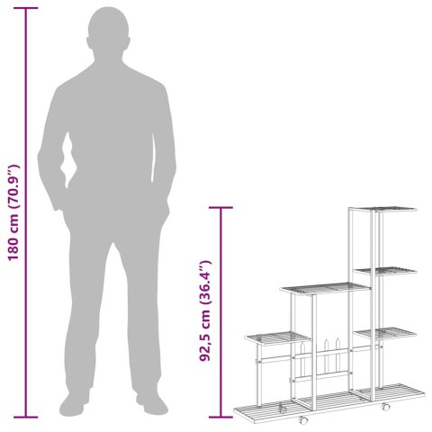 Stojak na kwiaty, na kółkach, 94,5x25x92,5 cm, biały, metalowy