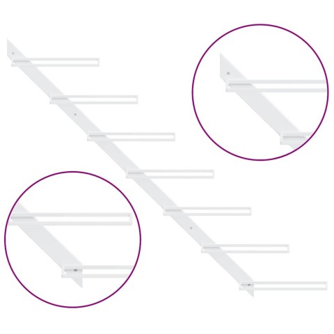 2 ścienne uchwyty na 7 butelek wina, białe, metalowe